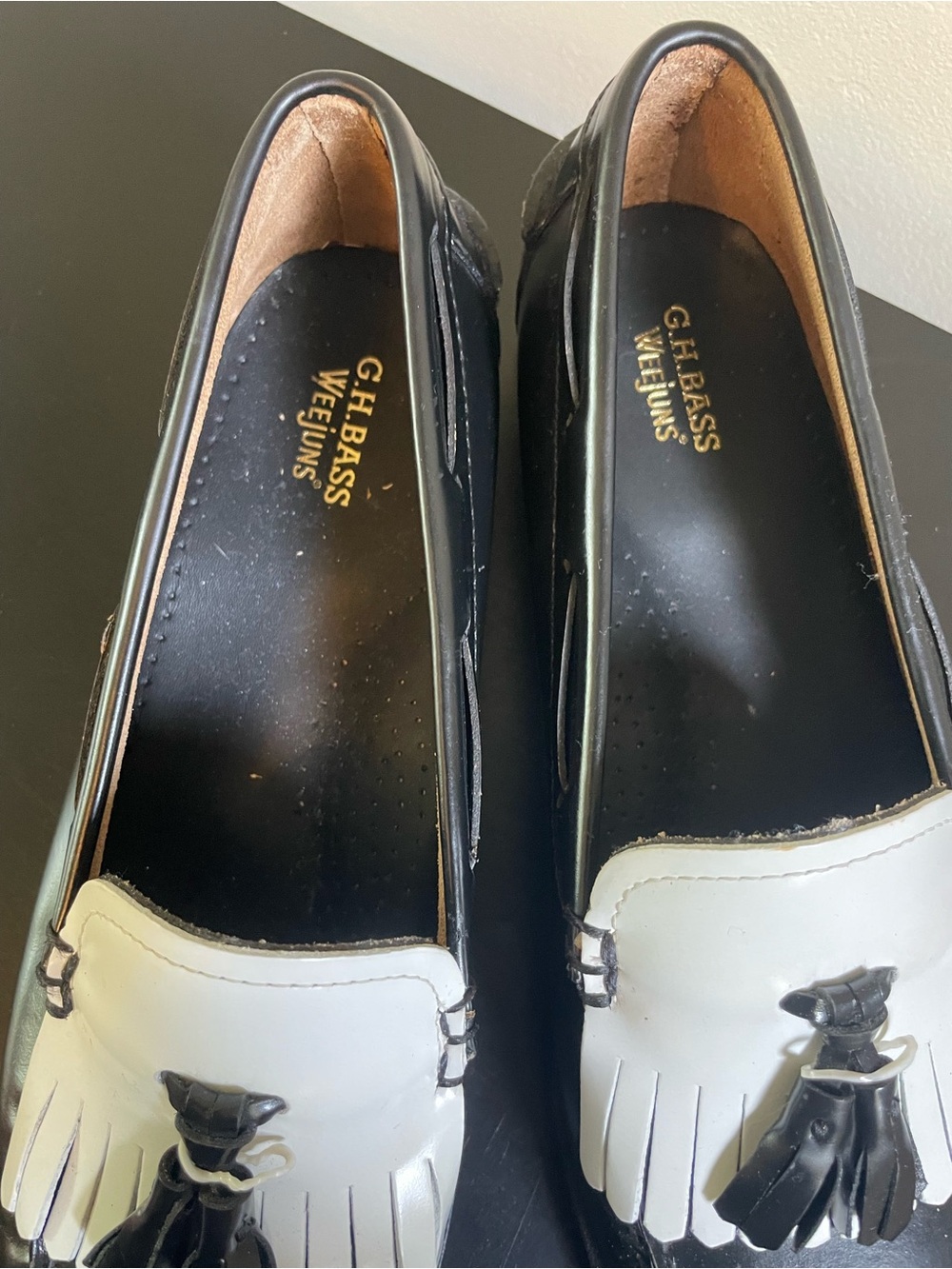 G.H. Bass Weejuns Women's Leather Black/White Esther Kiltie Loafers Size 9.5 - Picture 4 of 9